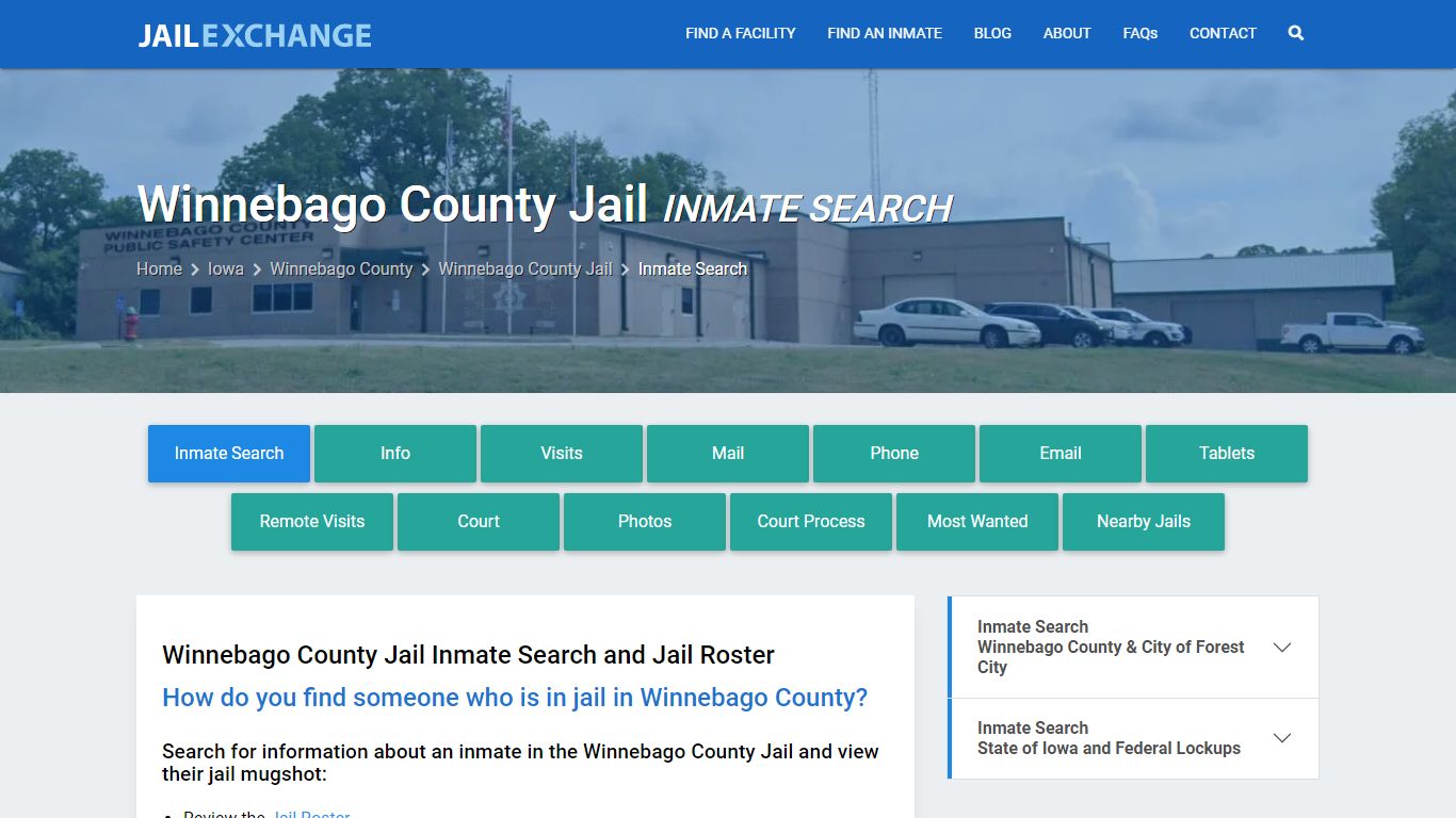 Inmate Search: Roster & Mugshots - Winnebago County Jail, IA