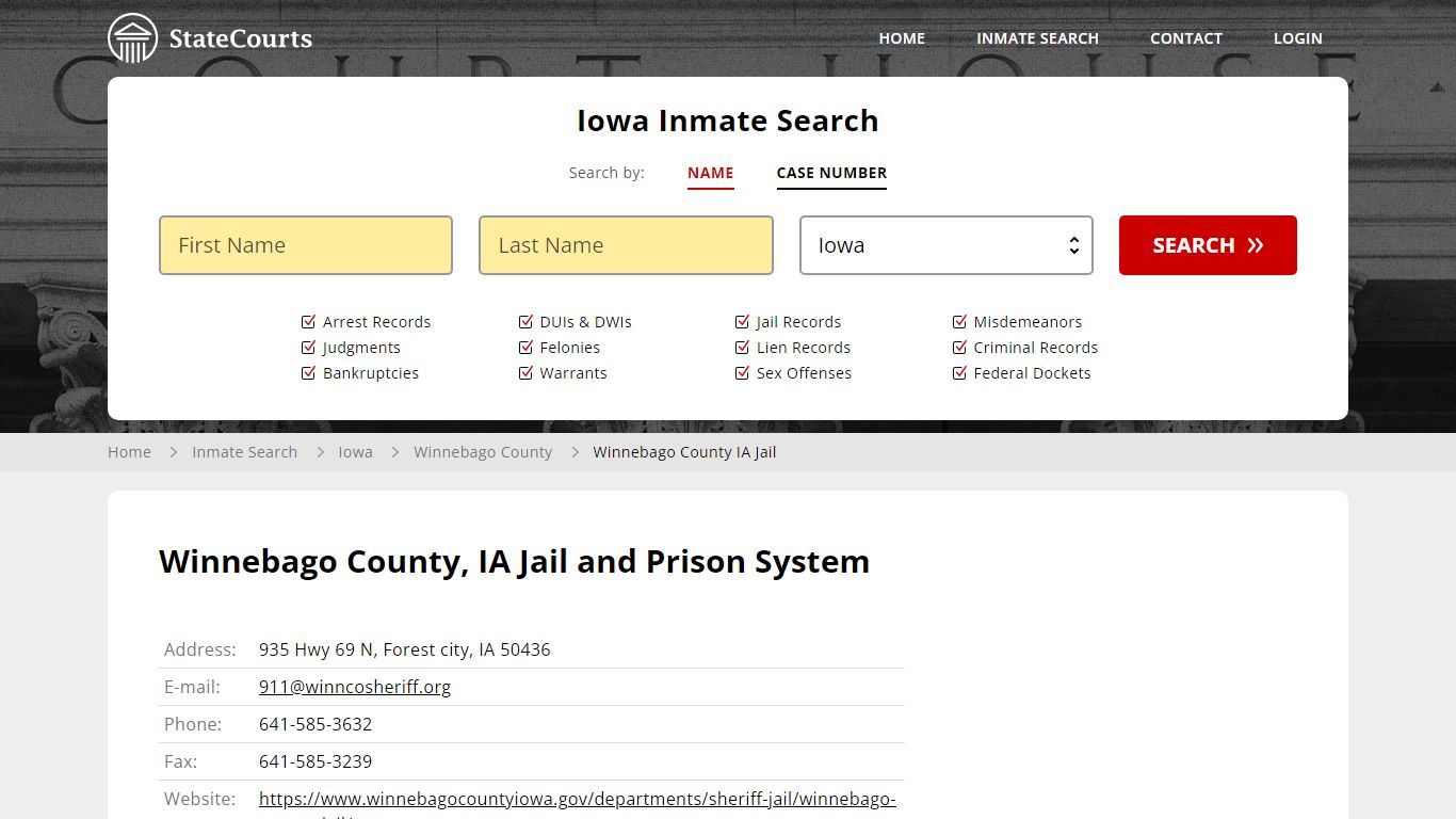 Winnebago County IA Jail Inmate Records Search, Iowa - StateCourts