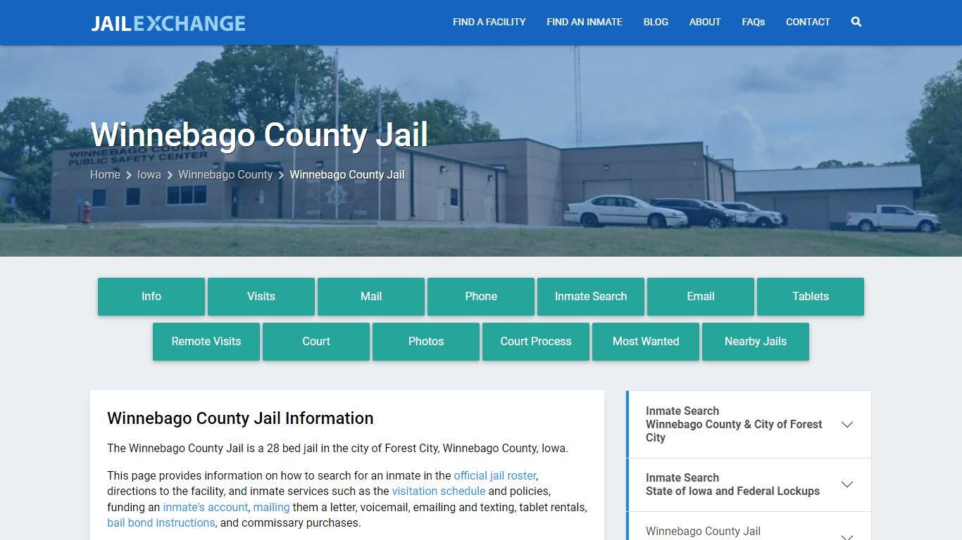 Winnebago County Jail, IA Inmate Search, Information